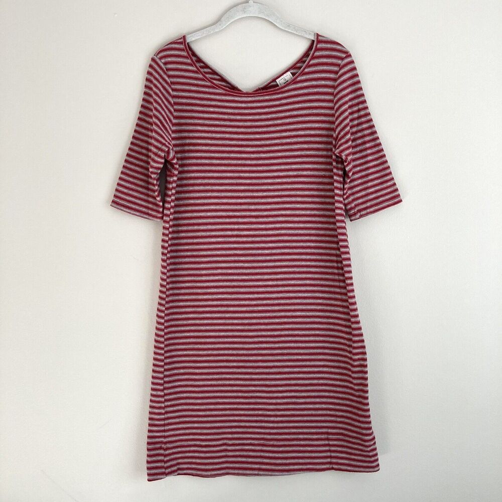 We The Free Red Striped Frenchie Open Back Dress Size Medium Free People Knit